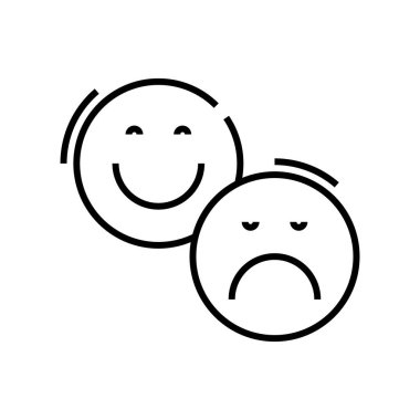 Duygular çizgisi simgesi, kavram işareti, dış hatlar vektör çizimi, doğrusal sembol.