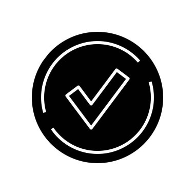 Siyah simgeyi kabul et, konsept illüstrasyon, vektör düz sembol, kabartma işareti.