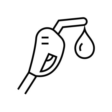 Yakıt yükleme çizgisi simgesi, kavram işareti, taslak vektör çizimi, doğrusal sembol.