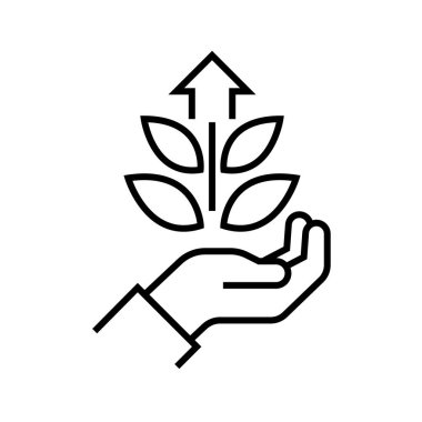 Eko üretim çizgisi simgesi, kavram işareti, taslak vektör çizimi, doğrusal sembol.