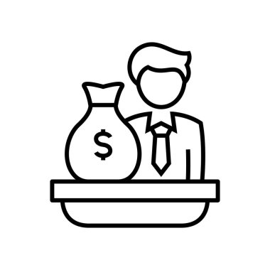 Para çizgisi simgesi, konsept işareti, özet vektör çizimi, doğrusal sembol kazanıyorum.