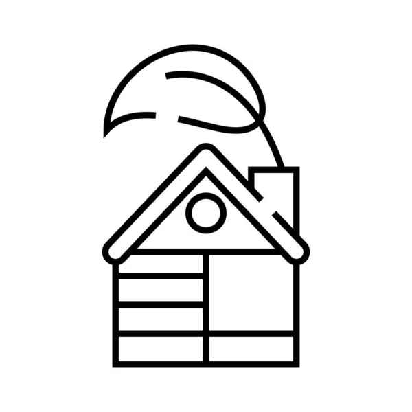 Öko-Home-Line-Symbol, Konzeptzeichen, Umrissvektorillustration, lineares Symbol. — Stockvektor