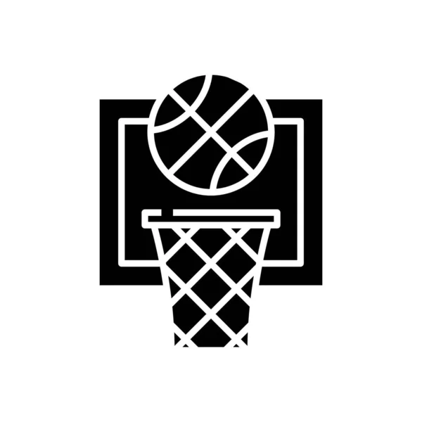 Jogo de basquete ícone preto, ilustração conceito, símbolo plano vetorial, sinal de glifo . —  Vetores de Stock