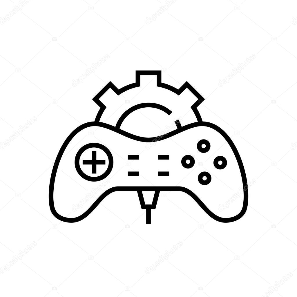 Game device line icon, concept sign, outline vector illustration, linear symbol.