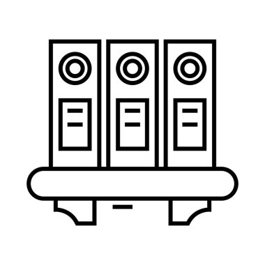 Dizin satırı simgesi, kavram işareti, dış hat vektör illüstrasyonu, doğrusal sembol.