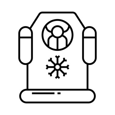 Dondurulmuş kapsül çizgi simgesi, kavram işareti, ana hatlı vektör illüstrasyonu, doğrusal sembol.