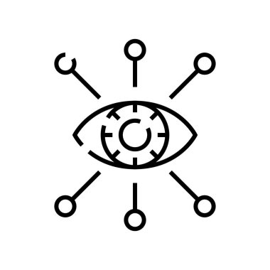 Elektronik görüş çizgisi simgesi, konsept işareti, taslak vektör çizimi, doğrusal sembol.