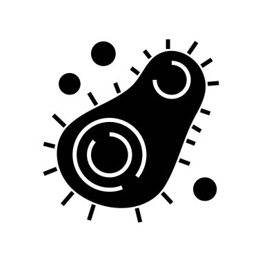 Bakteri siyah simgesi, konsept illüstrasyon, vektör düz sembol, kabartma işareti.