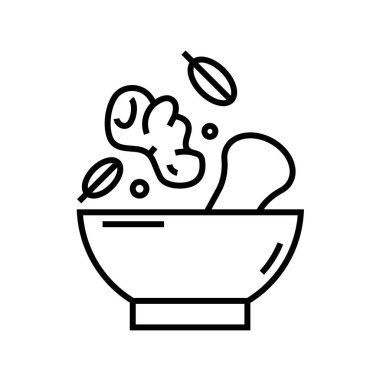 Taze yiyecek çizgisi simgesi, kavram işareti, ana hatlı vektör çizimi, doğrusal sembol.