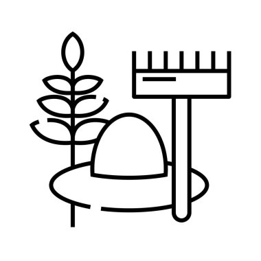 Çiftçilik çizgisi simgesi, kavram işareti, dış hatlar vektör çizimi, doğrusal sembol.