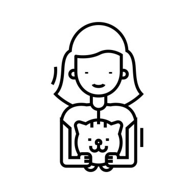 Komik hayvan çizgisi simgesi, konsept işareti, taslak vektör çizimi, doğrusal sembol.