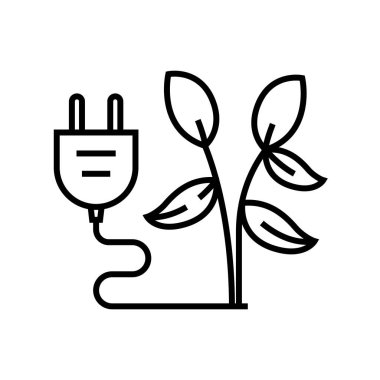 Elektro bitkiler çizgi simgesi, konsept işareti, dış hatlar vektör çizimi, doğrusal sembol.