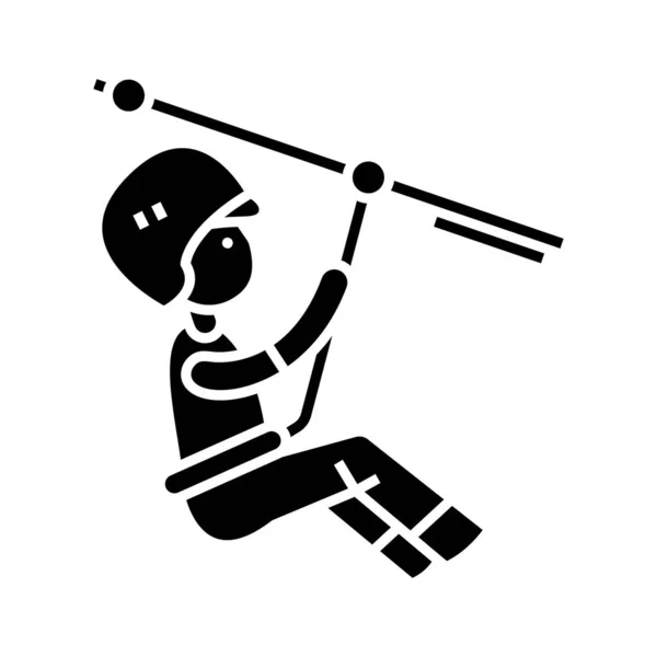 Icône noire alpiniste, illustration de concept, symbole plat vectoriel, signe glyphe . — Image vectorielle