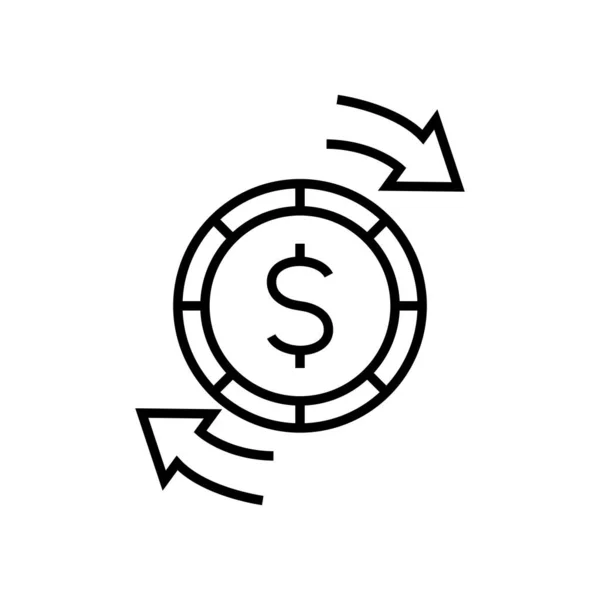 Ícone da linha de câmbio, signo do conceito, ilustração do vetor do esboço, símbolo linear . — Vetor de Stock