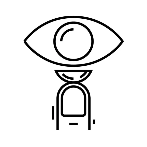 Augenlinsenlinien-Symbol, Konzeptzeichen, Umrissvektorillustration, lineares Symbol. — Stockvektor