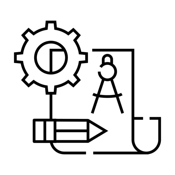 Icona della linea di disegno di ingegneria, segno concettuale, illustrazione vettoriale di contorno, simbolo lineare . — Vettoriale Stock