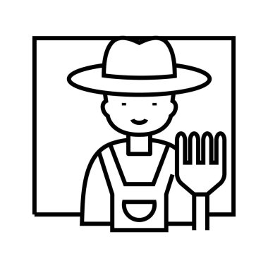 Bahçe ana çizgi simgesi, kavram işareti, ana çizim vektör çizimi, doğrusal sembol.