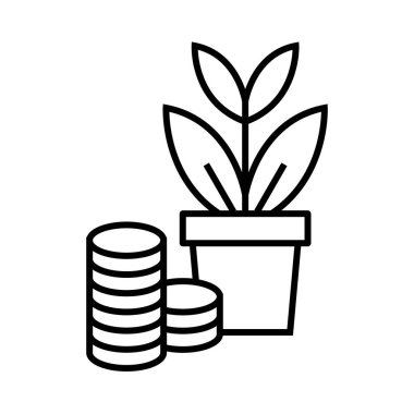 Eko iş çizgisi simgesi, kavram işareti, taslak vektör çizimi, doğrusal sembol.