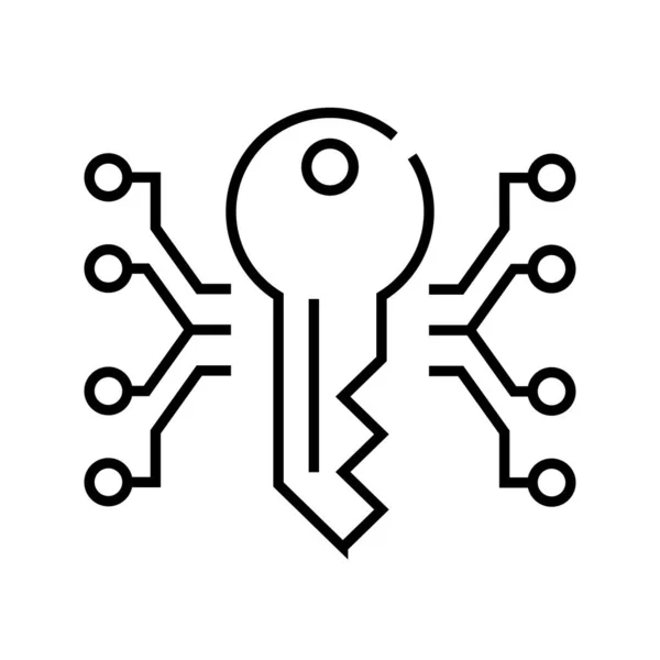 Ηλεκτρονικό εικονίδιο γραμμής κωδικού πρόσβασης, σύμβολο έννοιας, περίγραμμα διανυσματική απεικόνιση, γραμμικό σύμβολο. — Διανυσματικό Αρχείο