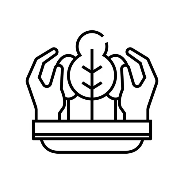 Ikona programu ekologicznego, znak koncepcyjny, ilustracja wektora zarysu, symbol liniowy. — Wektor stockowy