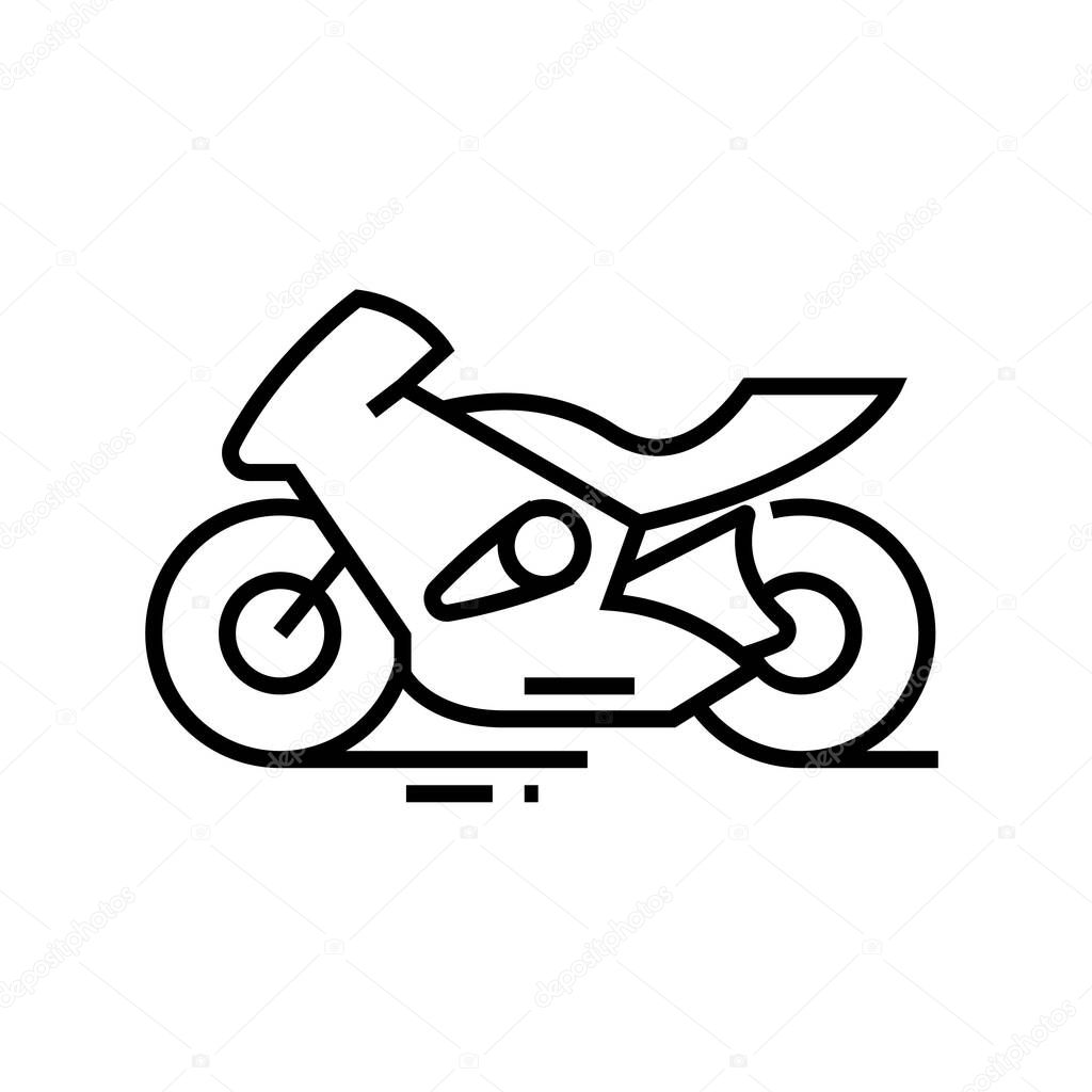 Fast motobike line icon, concept sign, outline vector illustration, linear symbol.