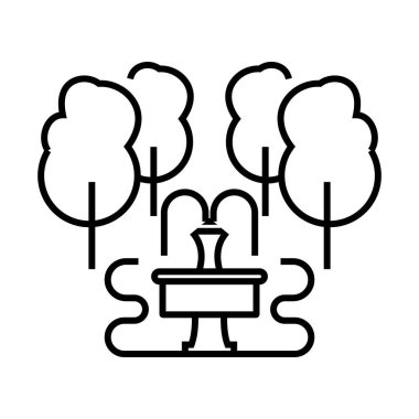 Çeşme tasarım çizgisi simgesi, kavram işareti, taslak vektör çizimi, doğrusal sembol.