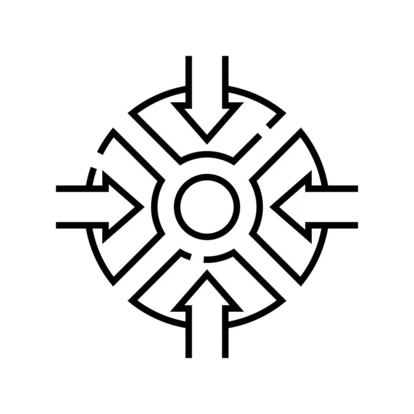 Icono de línea objetivo final, signo de concepto, ilustración de vectores de contorno, símbolo lineal . — Vector de stock