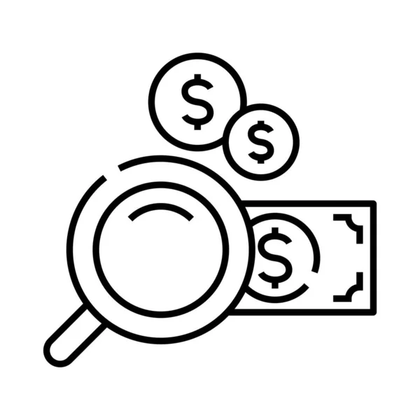 Εικονίδιο γραμμής δημοσιονομικού ελέγχου, σύμβολο έννοιας, εικονογράφηση διανύσματος περιγράμματος, γραμμικό σύμβολο. — Διανυσματικό Αρχείο