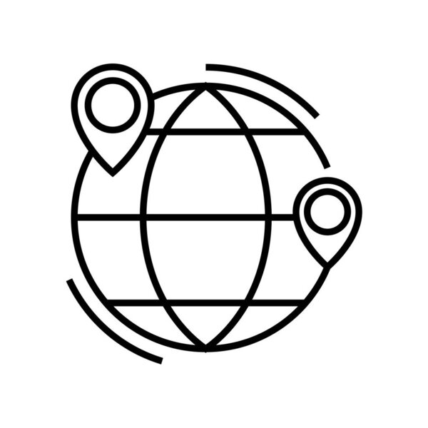 Значок линии назначения Земли, концептуальный знак, набросок векторной иллюстрации, линейный символ
.