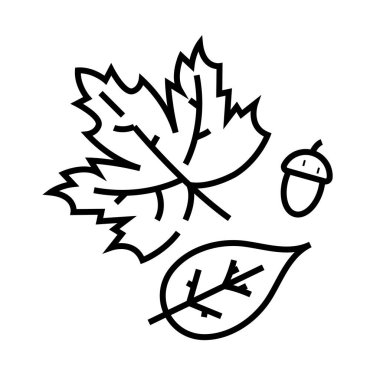 Orman Yaprakları çizgi simgesi, kavram işareti, ana hatlar vektör çizimi, doğrusal sembol.