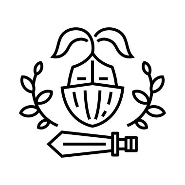 Eğitim güç çizgisi simgesi, kavram işareti, ana hatlı vektör çizimi, doğrusal sembol.