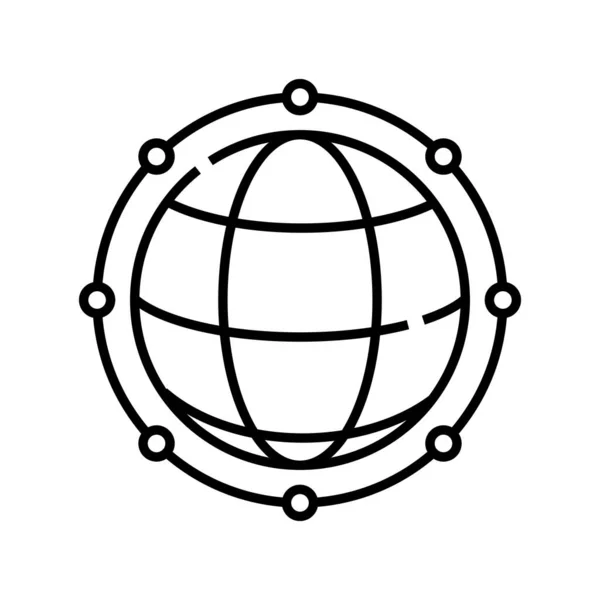 Ícone da linha do sistema da terra, sinal do conceito, ilustração do vetor do esboço, símbolo linear . — Vetor de Stock