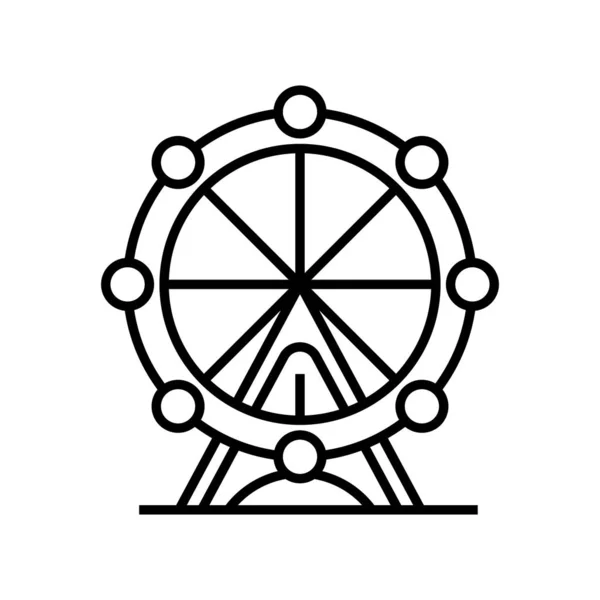Ícone da linha da roda gigante, signo do conceito, ilustração do vetor do esboço, símbolo linear . — Vetor de Stock