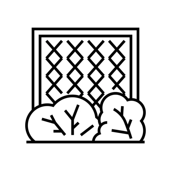 Omheining planten lijn pictogram, concept teken, omtrek vector illustratie, lineair symbool. — Stockvector
