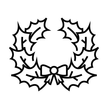 Orman çelenk çizgisi simgesi, kavram işareti, ana hatlı vektör çizimi, doğrusal sembol.