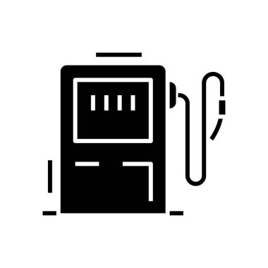 Araba yakıtı siyah simgesi, konsept illüstrasyon, vektör düz sembol, sembol işareti.