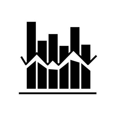 İş grafiği siyah simgesi, konsept illüstrasyon, vektör düz sembol, kabartma işareti.