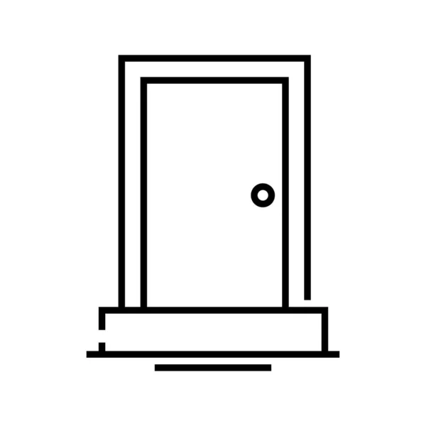 Ikona domovních dveří, koncept znamení, obrys vektorové ilustrace, lineární symbol. — Stockový vektor