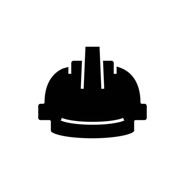 Casque constructeur icône noire, illustration de concept, symbole plat vectoriel, signe de glyphe . — Image vectorielle
