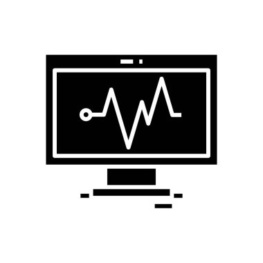 Kardiyogram siyah simge, konsept illüstrasyon, vektör düz sembol, kabartma işareti.