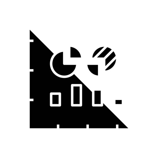 Dati del grafico icona nera, illustrazione concettuale, simbolo piatto vettoriale, segno di glifo . — Vettoriale Stock