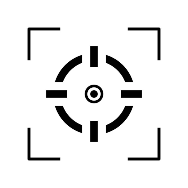 Objectivo central ícone preto, ilustração conceito, símbolo plano vetorial, sinal de glifo . — Vetor de Stock