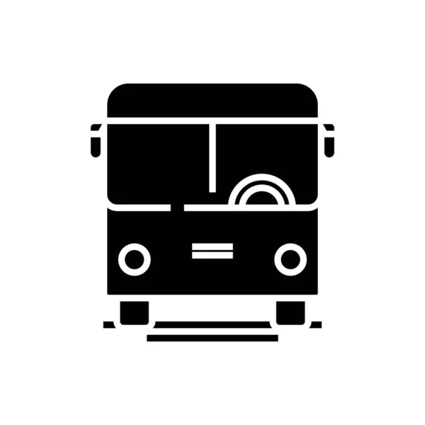Bus schwarzes Symbol, Konzept Illustration, Vektor flaches Symbol, Glyphen-Zeichen. — Stockvektor