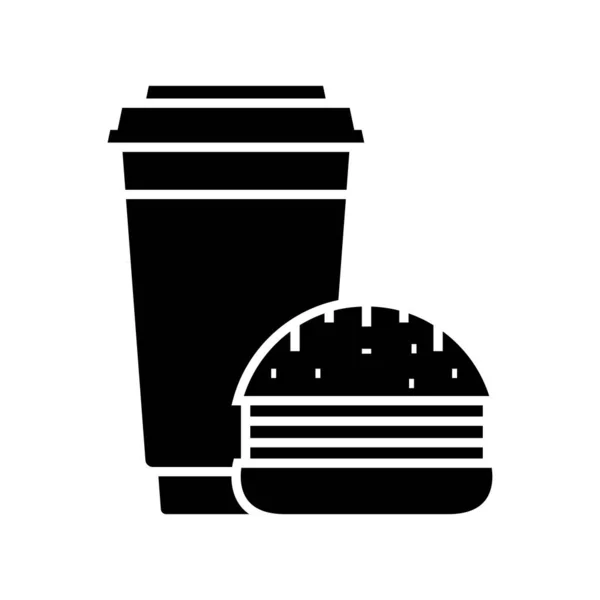 Hamburguesas icono negro, concepto de ilustración, vector de símbolo plano, signo de glifo . — Archivo Imágenes Vectoriales