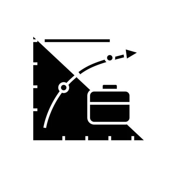 Business crescente icona nera, illustrazione concetto, vettore simbolo piatto, segno di glifo . — Vettoriale Stock