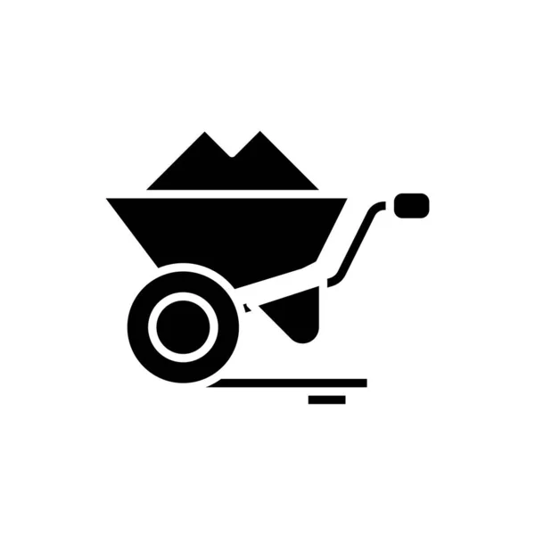 Carro de carga icono negro, concepto de ilustración, vector de símbolo plano, signo de glifo . — Vector de stock