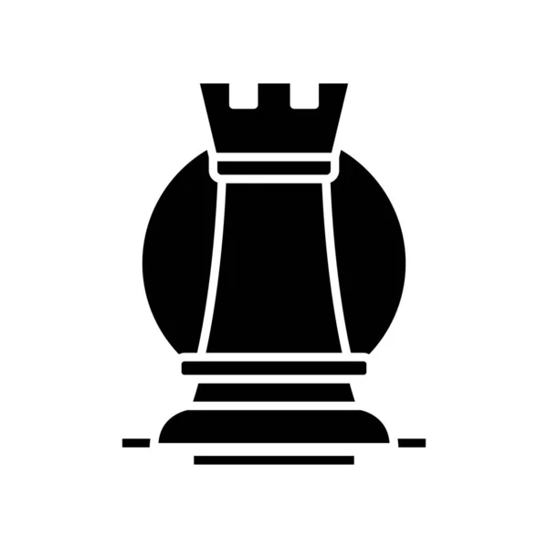 Šachová černá ikona, koncept ilustrace, vektorový plochý symbol, znak glyfu. — Stockový vektor