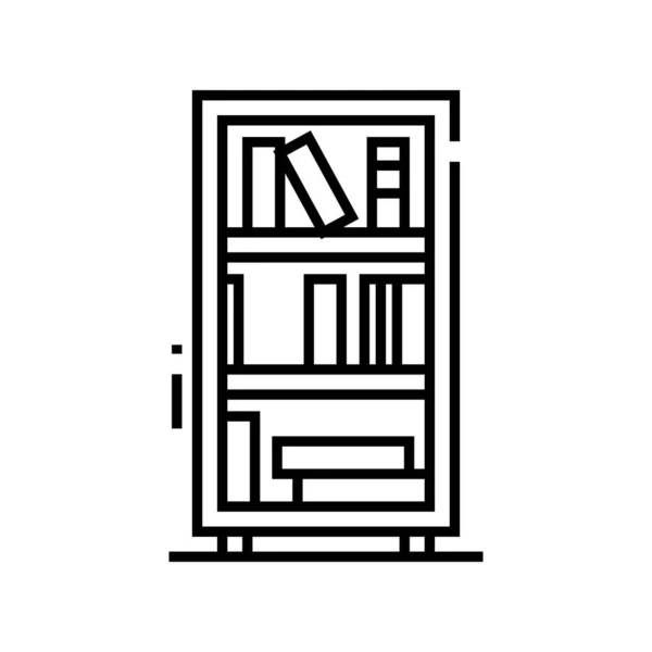 Home bibliotheek lijn pictogram, concept teken, schets vector illustratie, lineair symbool. — Stockvector