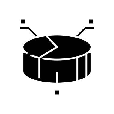 Grafik parçaları siyah simge, konsept illüstrasyon, vektör düz sembol, kabartma işareti.