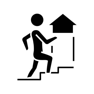 Kariyer siyah simge, konsept illüstrasyon, vektör düz sembol, kabartma işareti arıyor.